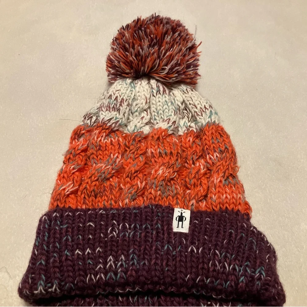 Smartwool Orange and Purple Knit Kids Beanie - Picture 2 of 3